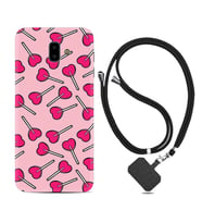 Samsung J6 Plus J7 Prime J7 Pro M20 Kılıf Boyun Askılı Silikon Heart Lollipop 1414