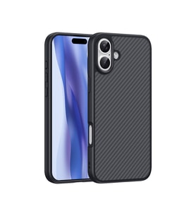 Apple iPhone 16 Plus Uyumlu Kılıf M-safe Şarj Özellikli Karbon Fiber Tasarımlı Zore Elnino Kapak (Siyah)