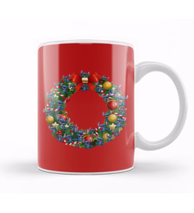 Stitch Lilo And Stitch Multiface Christmas Wreath Kupa Bardak Porselen