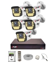 FURY 5 li Sesli 15 Warm Led Gece Renkli Görüş Su Geçirmez Güvenlik Kamerası Seti 1TB