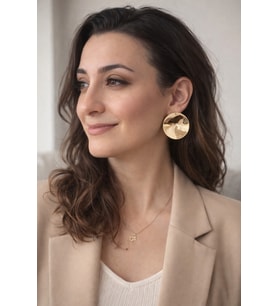 Kadın Gold Plaka Tasarım Küpe