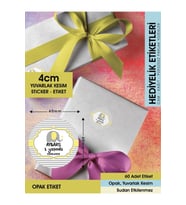 Erkek Çocuk Doğum Etiketi - Sarı Fil Concept Sticker 4cm - 60 Adet Opak Sticker