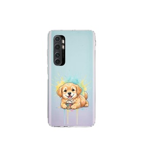 Xiaomi Mi Note 10 Lite ile Uyumlu Splash Köpek Tasarımlı Şeffaf Silikon Kılıf