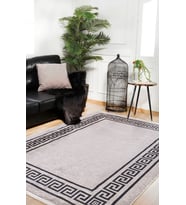 Gri Dijital Baskı Geometrik Desenli Kaymaz Tabanlı Modern Salon Halısı Koridor Polyester
