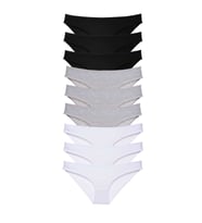9 adet Süper Eko Set Likralı Kadın Slip Külot Siyah Gri Beyaz