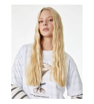 Koton Fiyonklu Baskılı Oversize Ekru Kadın T-Shirt 6SAL10073IK