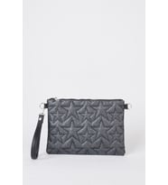 Kadın Füme Simli Yıldız Nakışlı Suni Deri Bilek Ve Zincir Askılı Portföy El Ve Clutch Çanta