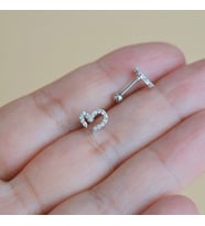 Kalp Model Tragus Helix Piercing Kıkırdak Silver Renk (Çok Renkli)