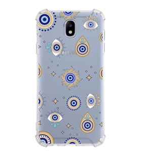 PrintiFy Samsung Galaxy J7 Pro Uyumlu Nazar Boncuğu 5 Baskılı Şeffaf Köşe Korumalı Antişok Kılıf