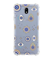 PrintiFy Samsung Galaxy J7 Pro Uyumlu Nazar Boncuğu 5 Baskılı Şeffaf Köşe Korumalı Antişok Kılıf
