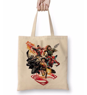 Superman Ve Marvel Batman Bez Çanta Uzun Saplı