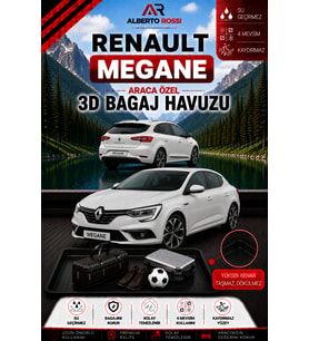 Renault Megane 4 HB 2016 - 2026 Araca Özel 3D Bagaj Havuzu