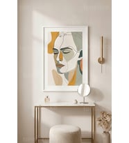 Soyut Portre Modern Minimalizm 1. Kalite Ahşap Çerçeveli Tablo