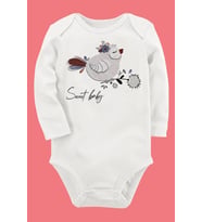 Organik Baskılı Pamuklu Unisex Bebek Body UZUNE237