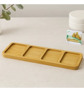 Northcity 4 Bölmeli Dikdörtgen Bambu Servis Tepsisi 32.8x10x1.4 cm