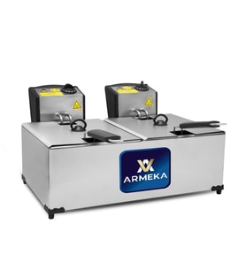 Armeka Inox 3 3 Litre Çift Hazneli Elektrikli Kapaklı Sanayi Tipi Fritöz Makinesi Patates Kızartma Makinası