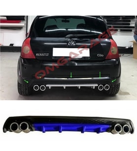 Renault Clio Mk2 HB Mavi Difüzör Çiftli Yuvarlak Egzoz Görünümlü D Tip Difizör 1998-2005