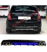 Renault Clio Mk2 HB Mavi Difüzör Çiftli Yuvarlak Egzoz Görünümlü D Tip Difizör 1998-2005