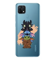 Oppo A15 / A15S Uyumlu Sevimli Baby Yoda ve Stitch Desenli Şeffaf Telefon Kılıfı