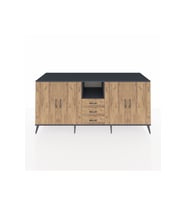 Kronos Konsol 3 Raflı 3 Çekmeceli 4 Kapaklı 220x59x99 Antrasit-Çam/Çam