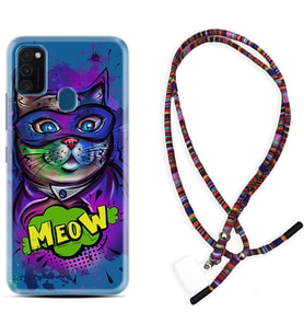 Samsung M21 M22 M23 M30 M31S M32 Kılıf Boyun Asklı Rasta Silikon Super Meow 1715