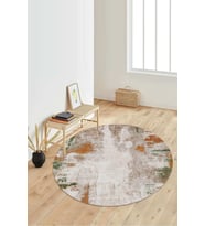 Dijital Baskılı Kaymaz Taban Yıkanabilir Yuvarlak Salon Halısı Koridor Halısı Paspas NDY-HT-714 (Çok Renkli)