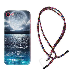 Apple iPhone 5 6 7 8 Plus Se XR Kılıf Boyun Asklı Rasta Silikon Great Moon 1301