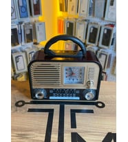 Saatli Nostaljik Radyo Bluetooth FM AM SW USB TF Kart Destekli Hoparlör (Siyah-Bordo)