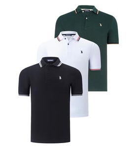 ÜÇLÜ SET T8594 DEWBERRY ERKEK T-SHIRT-SİYAH-BEYAZ-NEFTİ (Karışık)