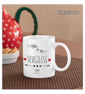 Kişiye İsme Özel Sevgililer Günü  Kupa Bardak (Beyaz - Beyaz)