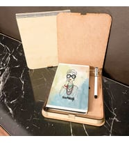 Kokoş Kadın Ahşap Kutulu Defter Kalem Set