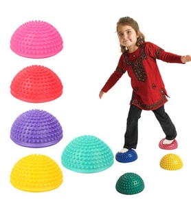 Yarım Denge ve Dikenli Egzersiz Topu Adım Taşı 4 lü Set Nehir taşı