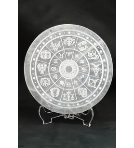 Burçlar, Astroloji Desenli Enerji Yükleyici Beyaz Selenit Plaka 42