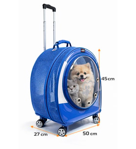 Jumbo Fileli Tekerlekli Kedi Köpek Taşıma Çantası 45 x 50 x 27 cm Mavi 15 kg