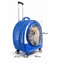 Jumbo Fileli Tekerlekli Kedi Köpek Taşıma Çantası 45 x 50 x 27 cm Mavi 15 kg
