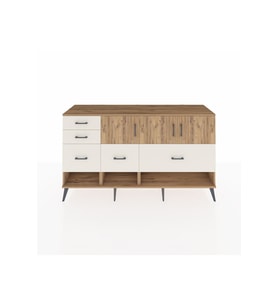 Kronos Konsol 3 Raflı 5 Çekmeceli 3 Kapaklı 176x59x99 Çam-Çam/Aytaşı