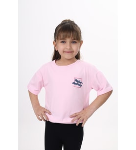 Toontoy Kız Çocuk Baskılı Tişört (Açık Pembe)