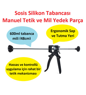 Sosis Silikon Tabancası Manuel Tetik ve Mil Yedek Parça (600ml)