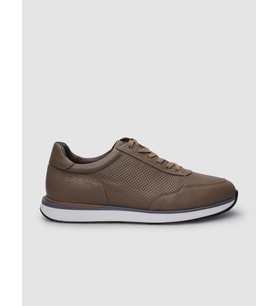 %100 Hakiki Deri Vizon Bağcıklı Erkek Sneaker