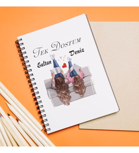 Anne Kız ( Tek Dostum ) Tasarımlı Defter Kişiye Özel