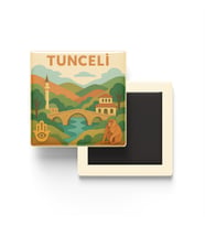 Tunceli - Memleket Temalı - Paper Cut Art - Baskılı Buzdolap Magneti Kare - 9x9 cm