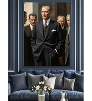 Atatürk Takım Elbiseli Dekoratif Kanvas - Mdf Ahşap Tablo