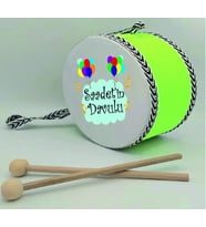 Kişiye Özel Balonlu İsimli Deri Oyuncak Çocuk Davulu Yeşil  (1-5 YAŞ)