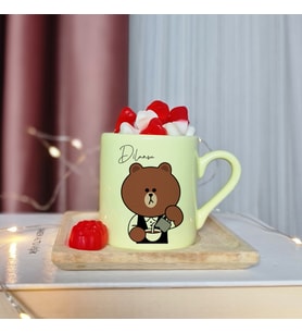 Wee Bears Tasarımlı Kişiye Özel Sarı Türk Kahvesi Fincanı