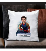 Kişiye Özel Hediye Karikatürlü Erkek Curling Oyuncusu Yastık