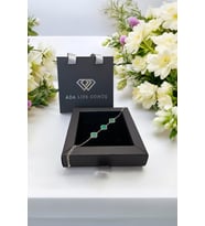 (ÖZEL KUTULU) 925 Ayar Gümüş Üç Sıra Van Cleef Kadın Bileklik Rodyum