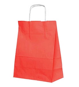 Burgu Saplı Kırmızı Kağıt Çanta 19x8x24 cm - 25 Adet