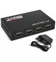 HDMI Splitter, 1 Giriş 4 Çıkış Adaptörlü HDMI Çoklayıcı, 1080P 2K 4K FHD 3D Görüntü Dağıtıcı, PC Laptop Uydu Alıcı PS5 Xbox DVR NVR TV Box İçin Aynı Görüntü Ekran Çoğaltıcı