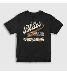 Presmono Unisex Çocuk Siyah Hard Times Müzik Blues T-Shirt 532058tt
