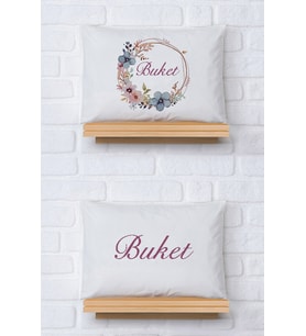 Pia Baby Premium %100 Pamuk İkili İsim Yazılı Kız Bebek Yastık Kılıfı – 35x45 cm Organik Baskı 5029-13 (Ekru)